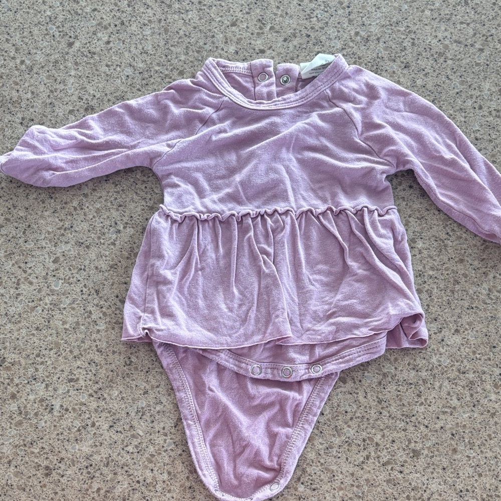 Spearmint Love Baby Girls' Long-Sleeve Lavender One-Piece Bodysuit with Peplum